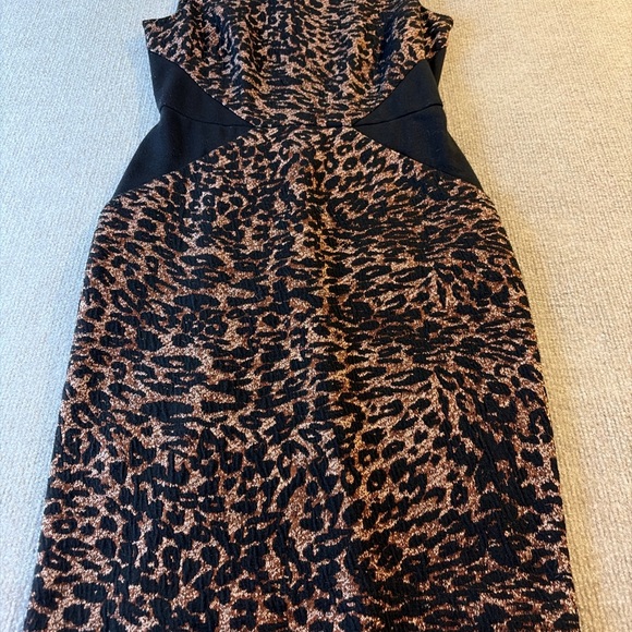 Calvin Klein Black and Brown Animal Print Midi Dress 1532 - Picture 2 of 4